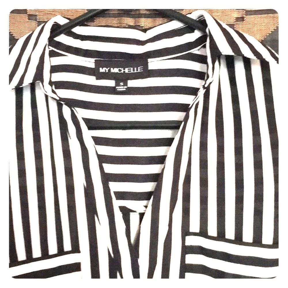 Striped black and white blouse